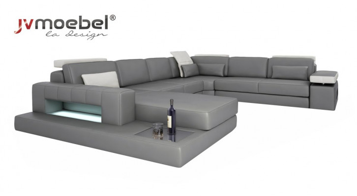 Sofa's Grijs Nieuw Bank U-Vorm Stoffen Bank Woonlandschap Design Modern Leer