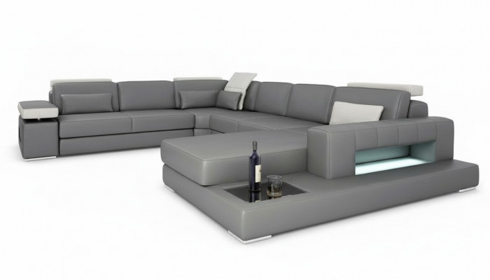 Sofa's Grijs Nieuw Bank U-Vorm Stoffen Bank Woonlandschap Design Modern Leer