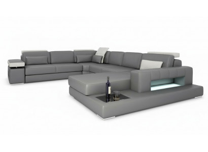 Sofa's Grijs Nieuw Bank U-Vorm Stoffen Bank Woonlandschap Design Modern Leer