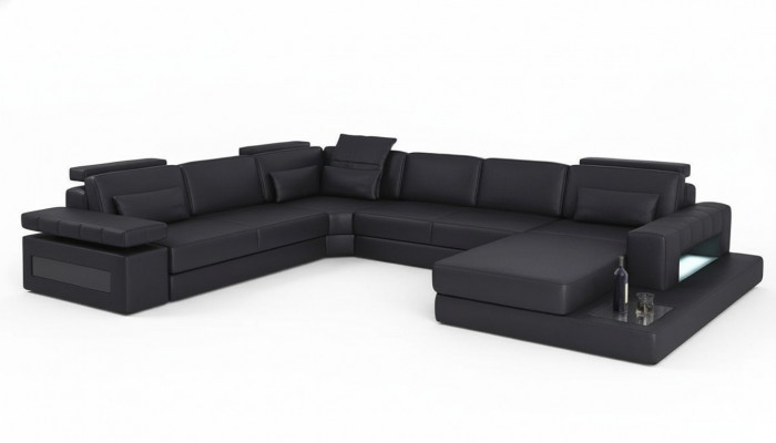 Woonlandschap bedfunctie lederen hoekbank U-vorm bank bank textielbanken design