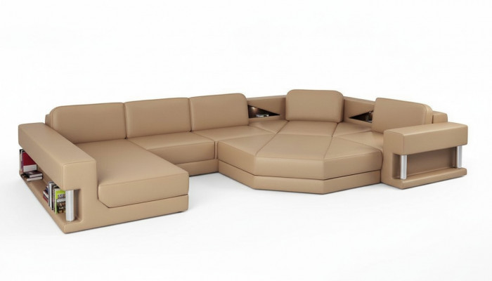 Woonlandschap Ontwerp Modern Bank Hoekbank Bank U-Vorm Leren Bank Bank Textiel Nieuw