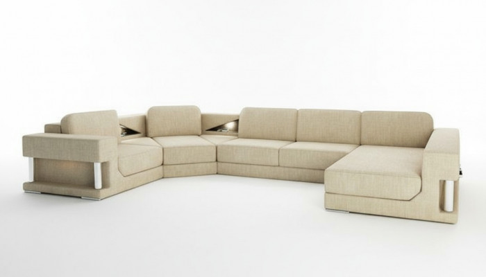 Hoekbank met slaapfunctie Modern design Bankstel Textiel Stof U-vorm Bank Woonlandschap