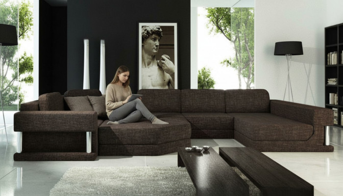 Woonlandschap U-vorm Bedfunctie Textielstof Grote Hoekbank Bank Bekleding Bank