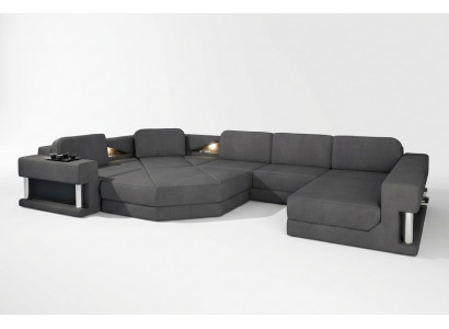 Ontwerp Bank Bekleding Stof Modern Slaap Functie Hoekbank U-vorm Bankstof