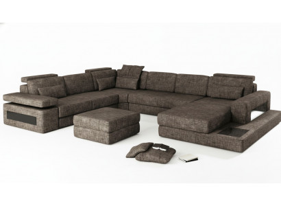 Hoekbank stof U-vorm bank design bekleding textiel hoek woonlandschap slaapfunctie