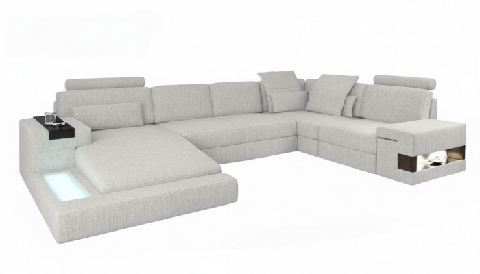 Hoekbank wooneiland bank bank U-vorm gestoffeerde banken textiel design meubels nieuw.