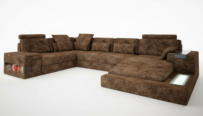 Hoekbank U-vorm Bank Ontwerp Stoffen Bekleding Nieuw Slaapfunctie Bankstel Stof.