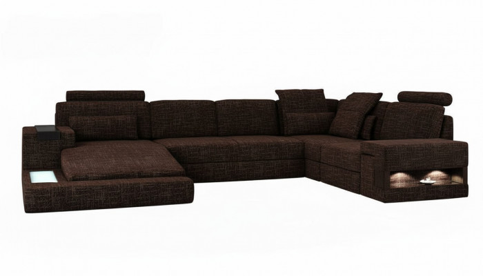 Hoekbank U-vorm Moderne Bank Leren Hoekbank Gestoffeerd Stof Textiel Design Bank