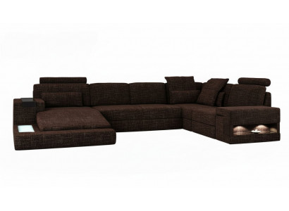 Hoekbank U-vorm Moderne Bank Leren Hoekbank Gestoffeerd Stof Textiel Design Bank