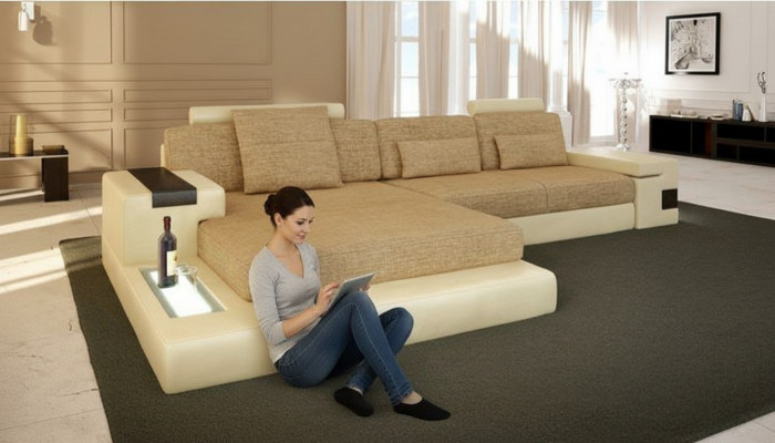 L-vorm bank bank ontwerp bank textiel modern gestoffeerd woonlandschap hoekbank nieuw