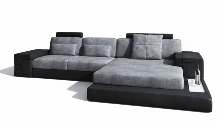 Hoekbank woonkamer L-vorm gestoffeerde bank textiel-leder design NIEUW modern