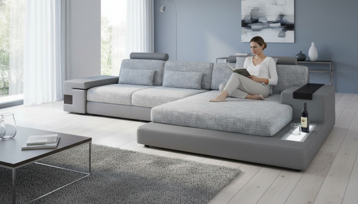 Ontwerp hoekbank leer L-vorm Modern Style Bankstel Woonkamer Nieuw