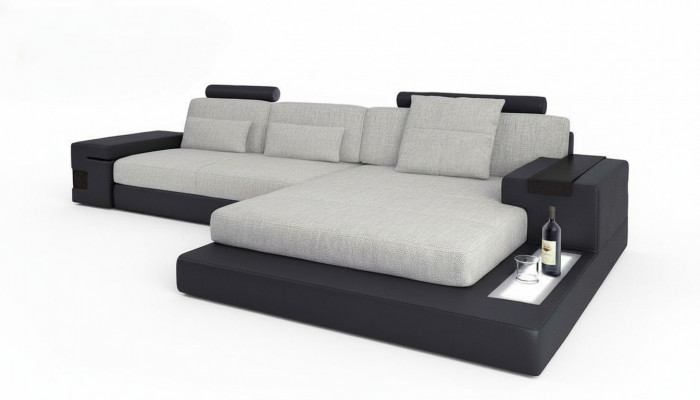 Stof L-vormbank woonkamer hoekbank modern design textiel grote bank modern