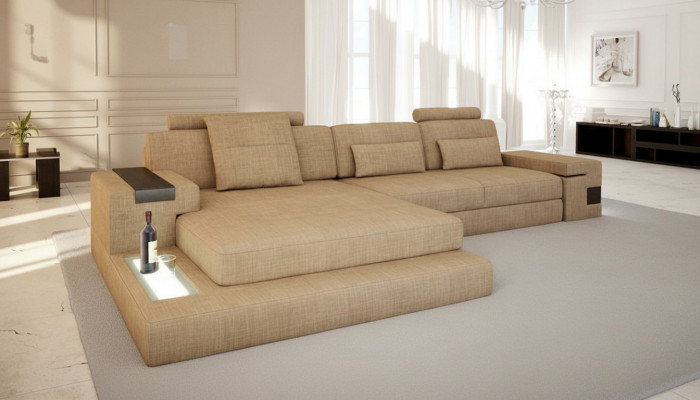 Ontwerp Modern Sofa Stof Bruin Hoekbank L Vorm Bank Woonlandschap Sofa Nieuw.