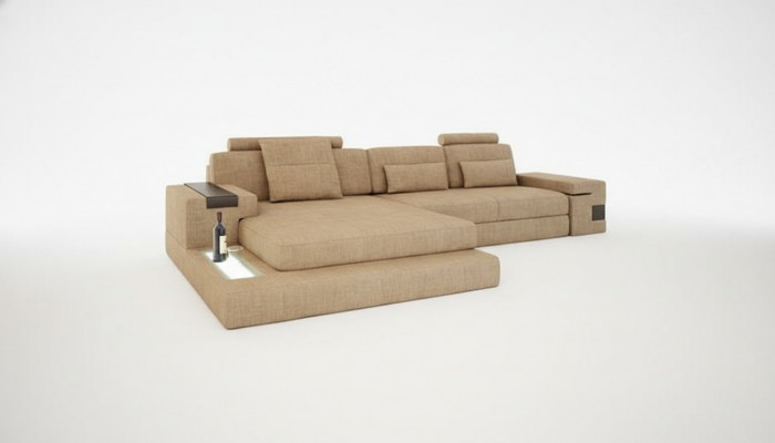 Ontwerp Modern Sofa Stof Bruin Hoekbank L Vorm Bank Woonlandschap Sofa Nieuw.