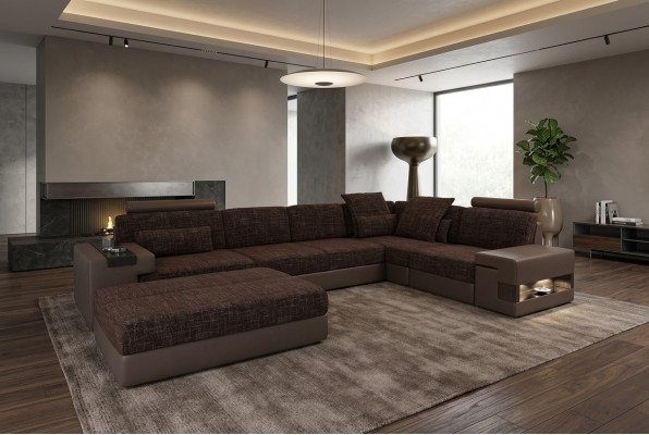 Zit hoekbank L-vorm Modern designerbank met hocker meubel