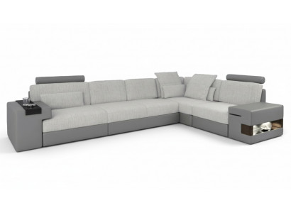 Ontwerp modern L-vormig bankstel Grijs NIEUW Bank Hoek Lederen woonkamer Bankstellen
