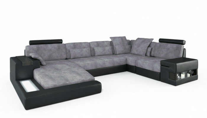 Ontwerper Modern Luxe Textiel Bankstel U-vorm Meubels met bedfunctie grijs NIEUW