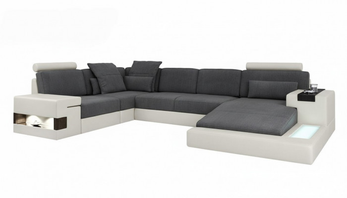 Hoekbank U-vorm woonlandschap bank bank bekleding stof banken leer nieuw.