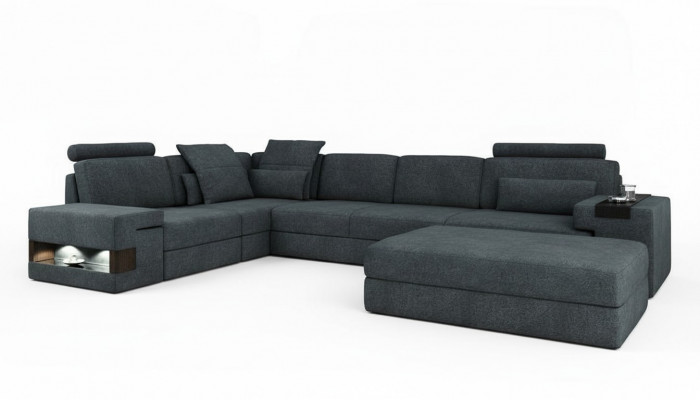 Design bank hoekbank met hocker gestoffeerde meubels woonkamer L-vorm modern luxe
