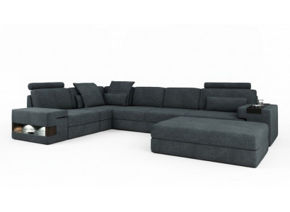 Design bank hoekbank met hocker gestoffeerde meubels woonkamer L-vorm modern luxe