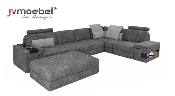 Woonkamer L-vorm modern elegant design bank hoekbank hocker meubels NIEUW