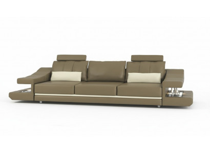 Moderne Designer Luxe bankstel 3-zits meubels gestoffeerd in bruin leer, grote banken.