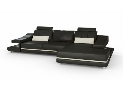 Moderne luxe design bank van leer, 3-zits met hocker voor in de woonkamer of kantoor, NIEUW.