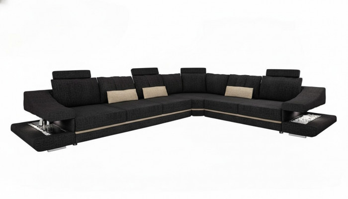 Woonkamer textiel Zwarte bank Bankstel L-vorm Zitschaduw Hoekbank Bank Meubels  Woonkamer textiel Zwarte sofa Bankstel L-vorm Zitzak Hoekbank Bank Meubelen
