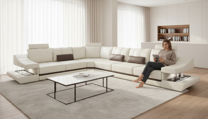 Bankstellen Ontwerp Hoekbank L-Vorm Meubels Bed Functies Textiel Leer Slaapbank Bankstellen