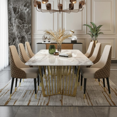 Luxe tafels eetkamertafel metaal eettafel Moderne meubels goud roestvrij staal.