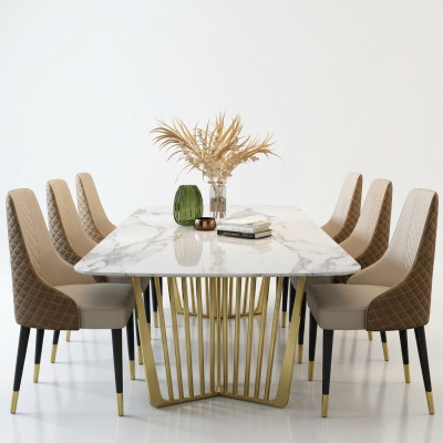 Luxe tafels eetkamertafel metaal eettafel Moderne meubels goud roestvrij staal.
