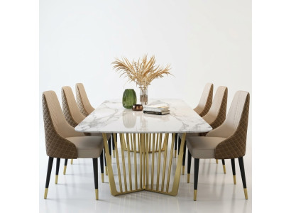Luxe tafels eetkamertafel metaal eettafel Moderne meubels goud roestvrij staal.