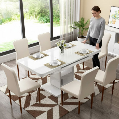 Tafel Luxe Tafels Moderne eetkamermeubels Eettafels Houten tafels Bruin Wit