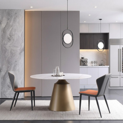 Luxe Tafels Eettafel Meubels Kolomtafel Marmer Stijl Eettafels Metaal Roestvrij staal