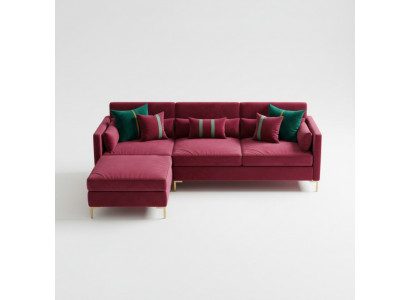 Woonlandschap L-vormige hoekbank Relax fluweel massief houten zitdesign bank lounge nieuw