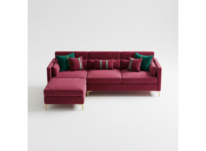 Woonlandschap L-vormige hoekbank Relax fluweel massief houten zitdesign bank lounge nieuw