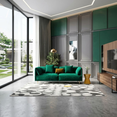 Bankstel met 2 zitplaatsen Velvet tweezits ontspannen fluweel hout club zetel ontwerp bank lounge