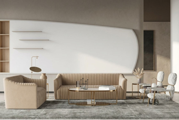 Fluwelen bankstel 2 zits woonlandschap relax massief houten zitontwerp bank lounge
