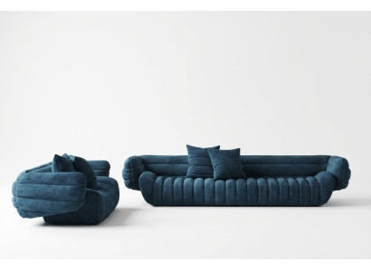 Fluwelen bank 2-zits woonlandschap massief hout ontspanningszitje design bank lounge