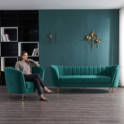 Woonlandschap Relax fluwelen zitontwerp bank loungesofa 3+1 zitsmeubels.