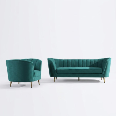 Woonlandschap Relax fluwelen zitontwerp bank loungesofa 3+1 zitsmeubels.