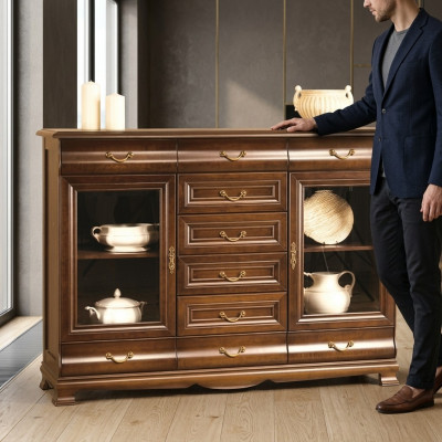 Laden dressoir kast dressoirs hout glas woonkamer design meubels plank hotel