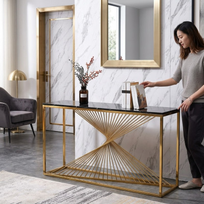 Ontwerper Luxe Console Tafel Console Tafels Hout Metaal Ontwerp Goud