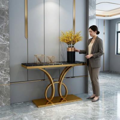 Moderne console-tafel ontwerper goud handgemaakt roestvrij staal 120x40cm