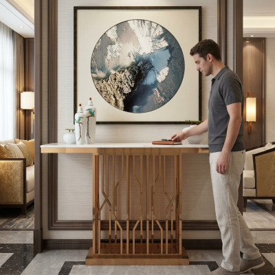 Moderne luxe console tafel console tafels hout goud bijzettafel