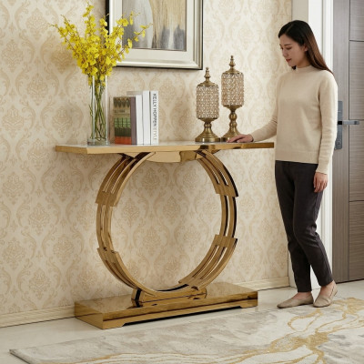 Ontwerper luxe moderne console tafel console tafel roestvrij staal metaal