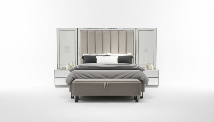 Exclusieve luxueuze slaapkamer set: bed, 2 nachtkastjes & bank