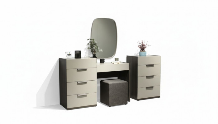 Kaptafel met spiegel Make-up Slaapkamer Design Meubels Hout 2-delig Nieuw