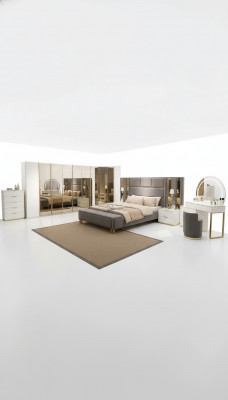 Luxe slaapkamerset Bed + 2x nachtkastjes Dressoir Kledingkast Hout Nieuw